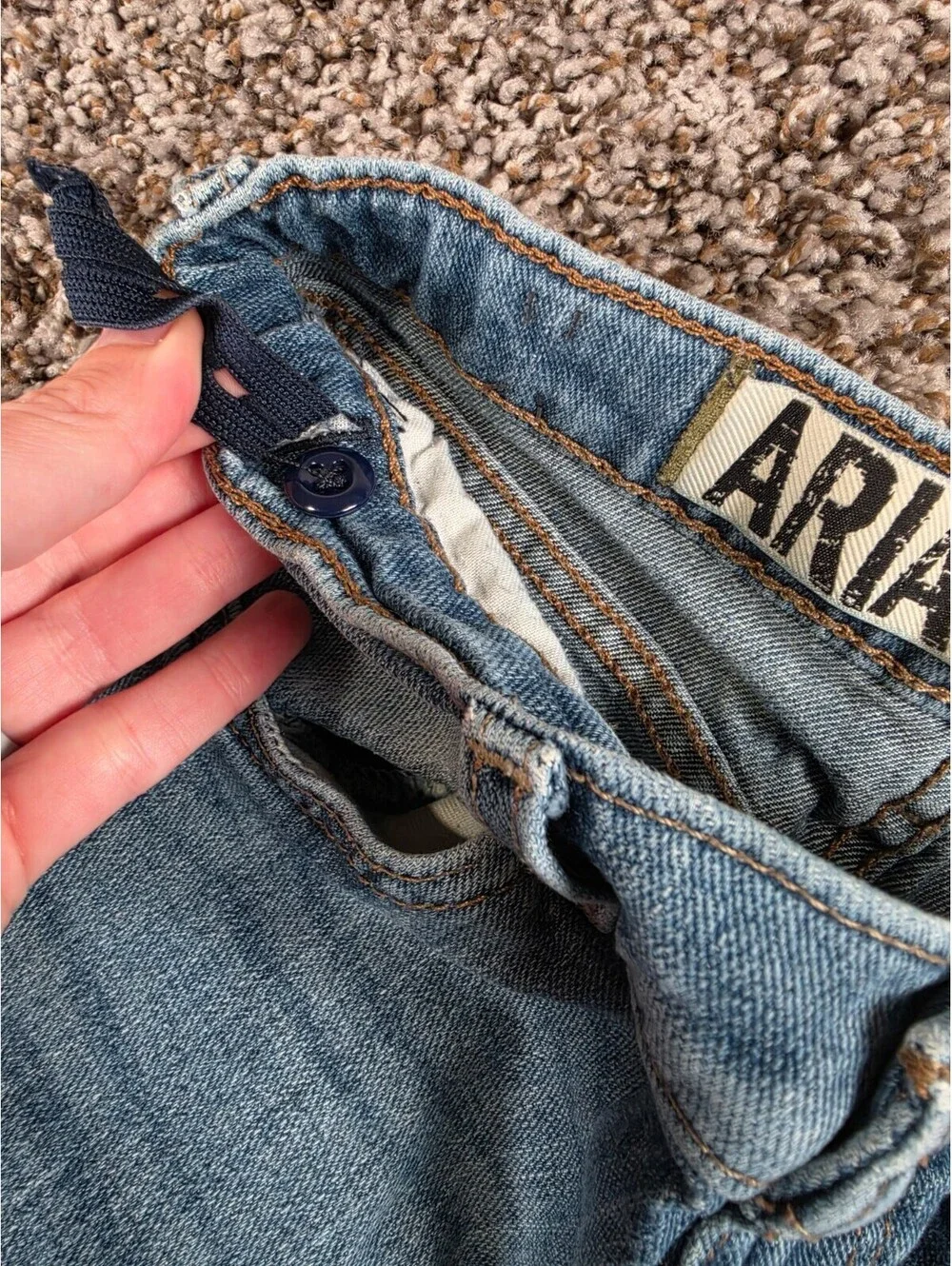 Ariat Boys Sz 12 Slim Leg Bootcut Blue Jeans Adjustable Waist Western